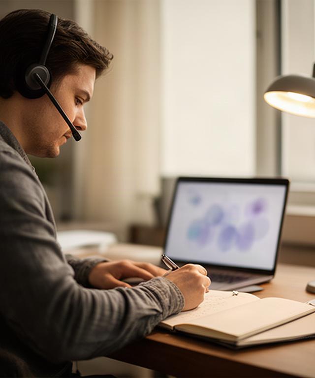 Support professional taking notes during a secure remote assistance call