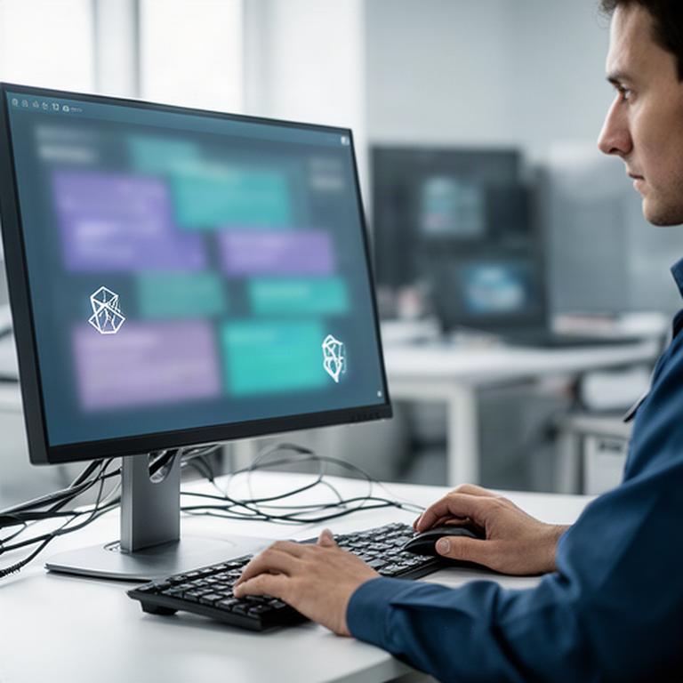 Technician using secure remote access to inspect a customer's computer