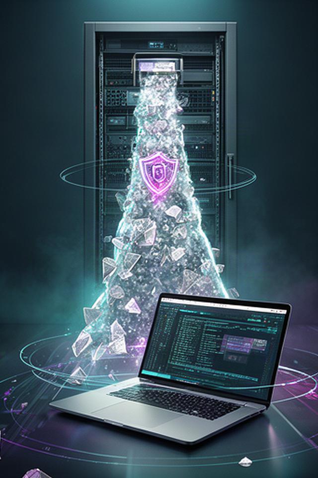 Network operations screen showing an encrypted tunnel between a laptop and office server