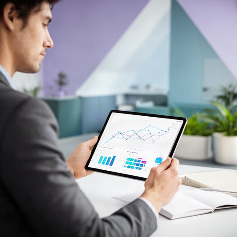 Operations manager studying endpoint trend reports on a tablet in a modern office