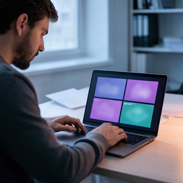 IT professional reviewing a secure remote access dashboard in a quiet office