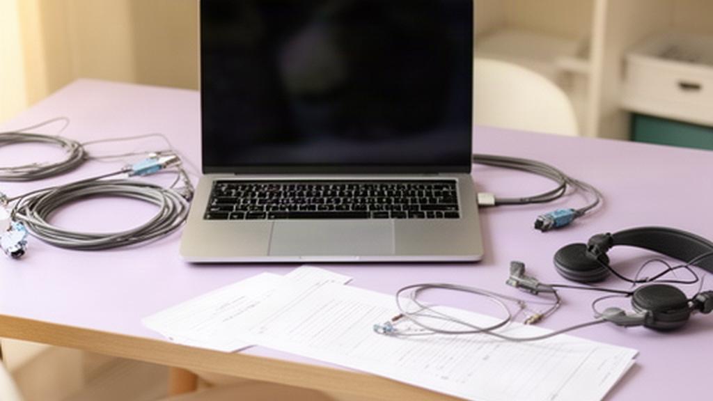 Customer workspace with a laptop, network guide, and tidy desk prepared for remote technical support